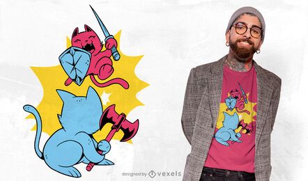 Design de camisetas de gatos guerreiros