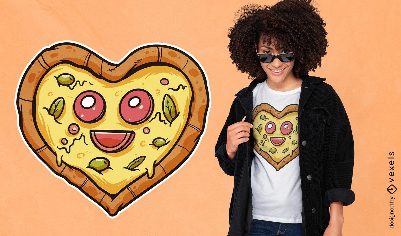 Design de camiseta de pizza de salame sorridente