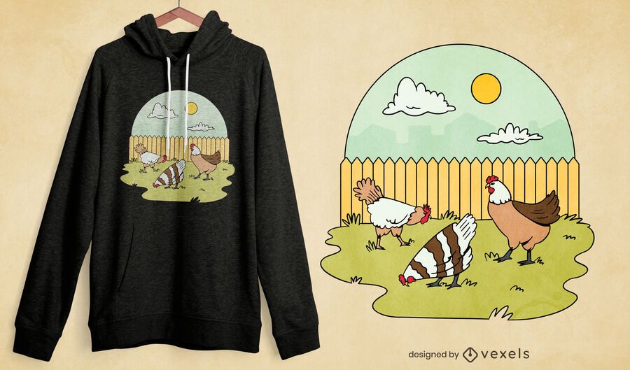Chickens garden t-shirt design Chickens garden t-shirt design