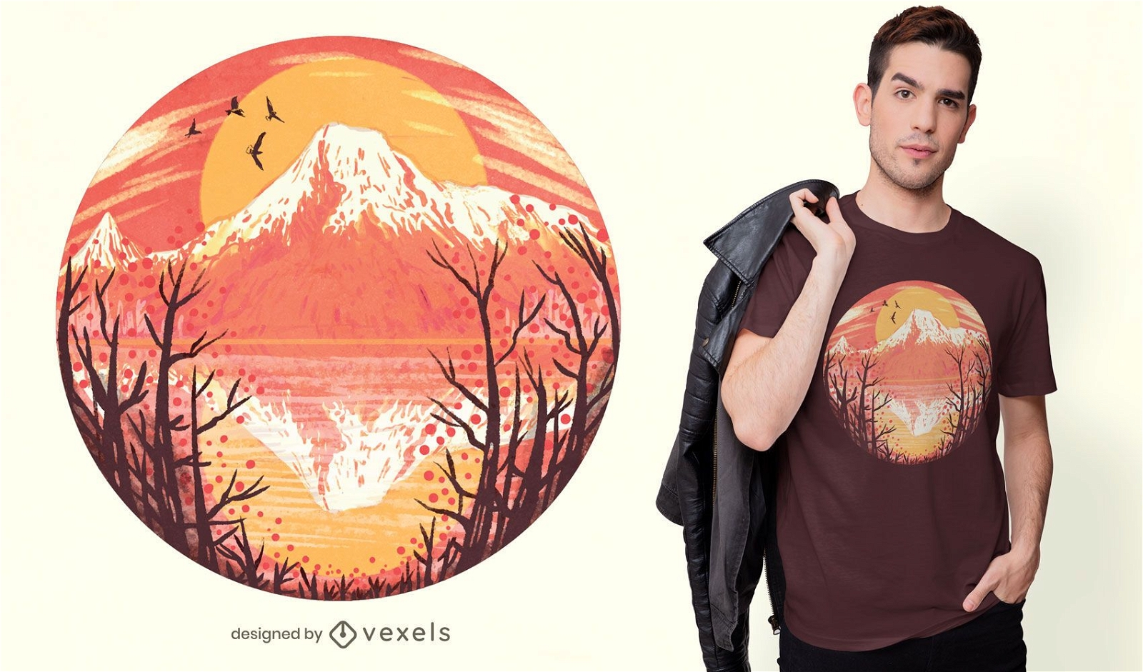 Diseño de camiseta Volcano Sunset