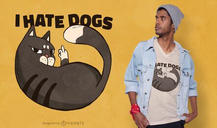 Diseño de camiseta de gato que odia a los perros.