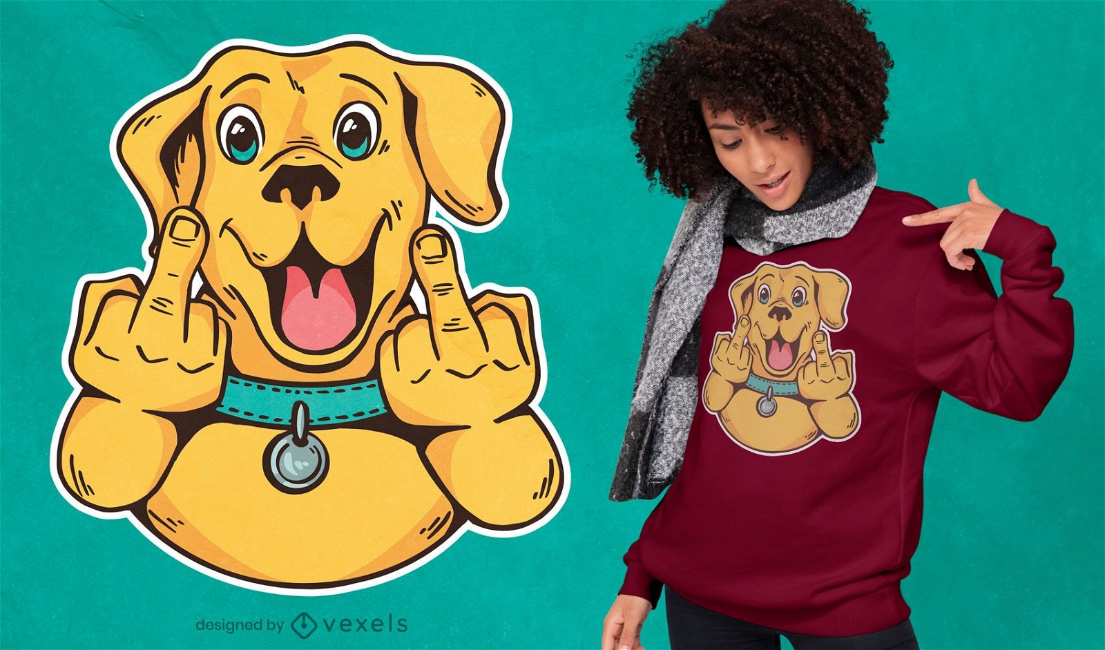 Design de camiseta para cachorro dedo médio