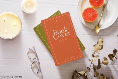 Candles book cover mockup composition