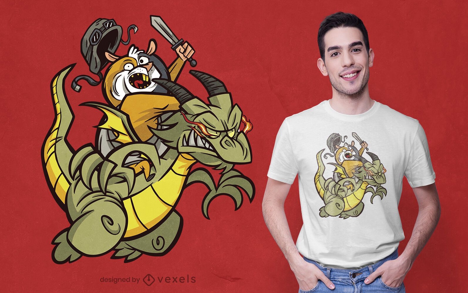Design de camisetas de guerreiros dragão cobaia