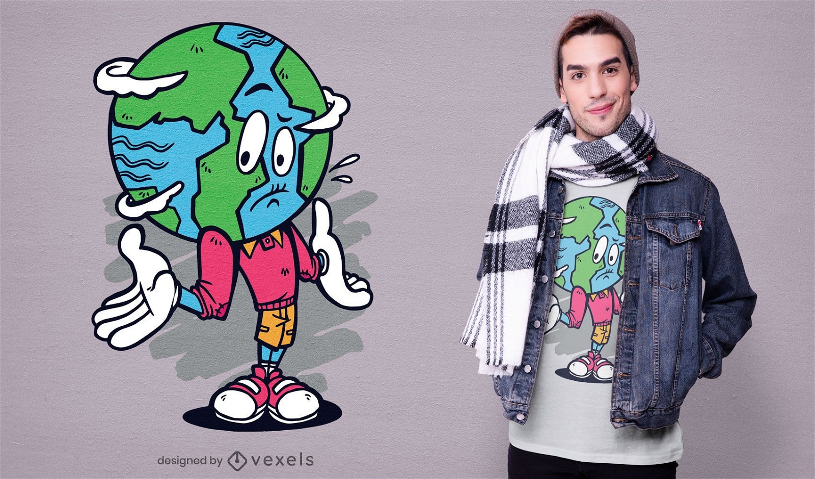 Design de camiseta de desenho animado da Terra