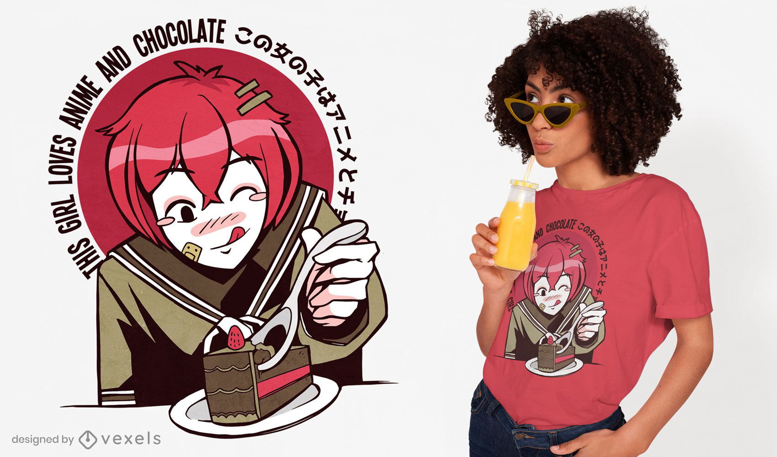 Diseño de camiseta de anime chocolate