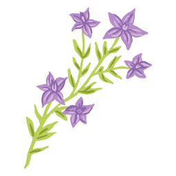 Purple flower leaves flat PNG Design