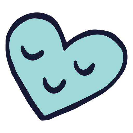Feliz corazón azul plano Diseño PNG