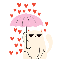 Lluvia de corazón de gato plana Diseño PNG