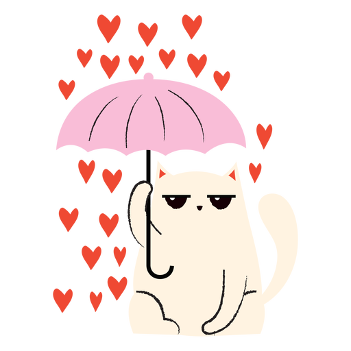 Chuva de coração de gato plana Desenho PNG