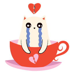 Gato do dia dos namorados chorando Desenho PNG