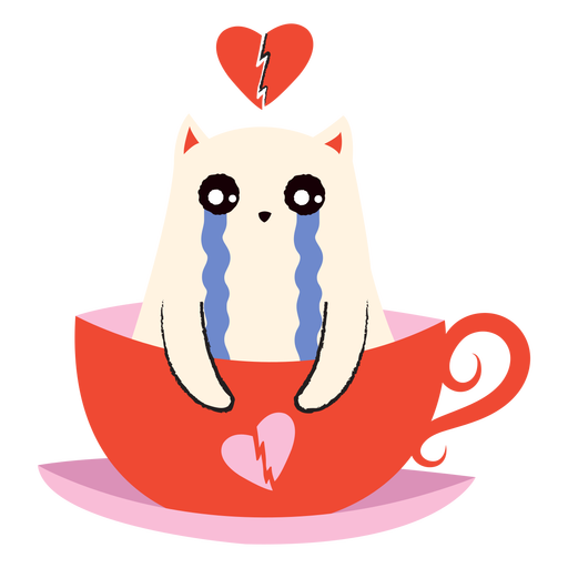 Llanto de gato de san valentín plano Diseño PNG