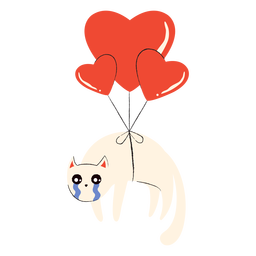 Corazón globos gato plano Diseño PNG