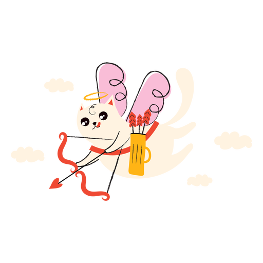 Cupid cat flat cartoon PNG Design