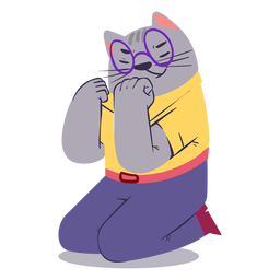 Excited cat character flat PNG Design Transparent PNG