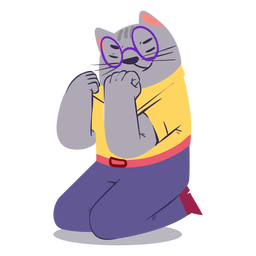 Gato animado empolgado Desenho PNG