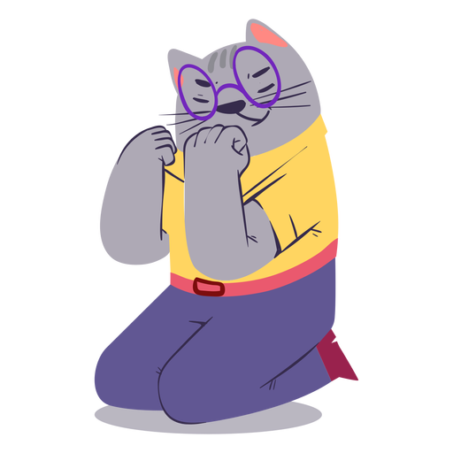 Excited cat character flat