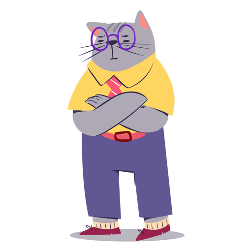 Frustrated cat character flat PNG Design
