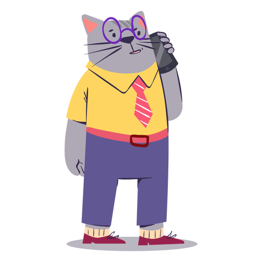 Cute cat character flat PNG Design