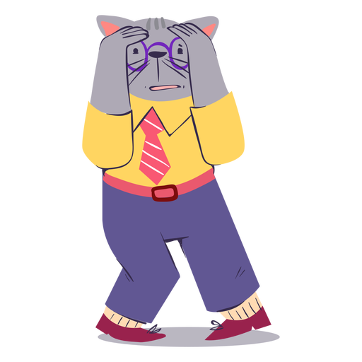 Worried cat character flat PNG Design