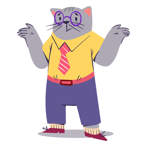 Carácter de gato dudoso plano Diseño PNG