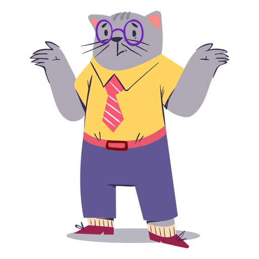 Doubtful cat character flat PNG Design