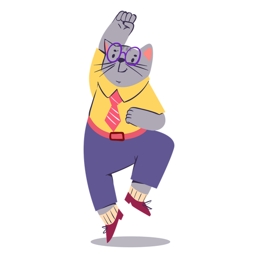 Personaje de gato saltando plano Diseño PNG