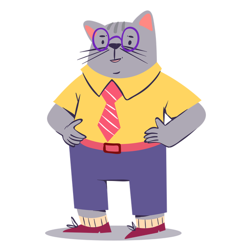 Cute working cat flat PNG Design