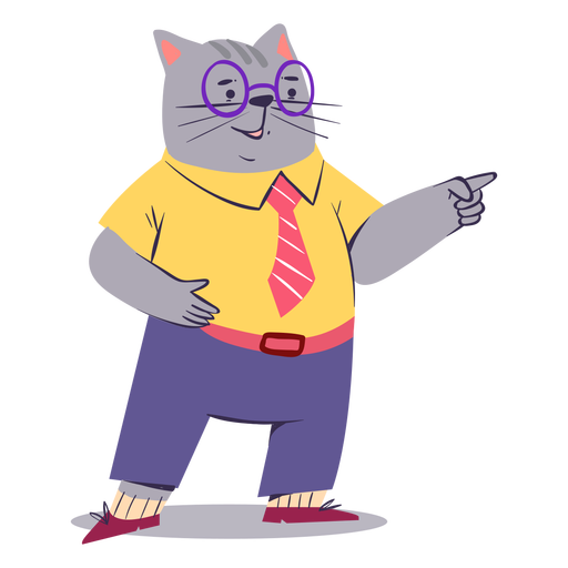Confident character cat flat PNG Design
