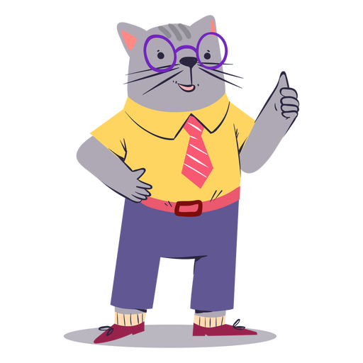 Happy character cat flat PNG Design