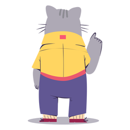 Cat character back-view flat PNG Design