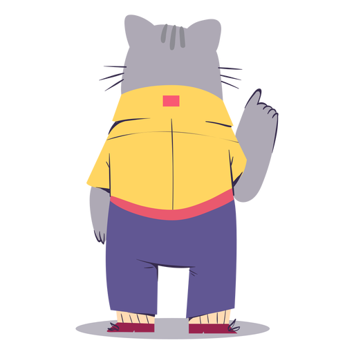 Cat character back-view flat