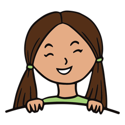 Niña sonriente en coletas planas Diseño PNG