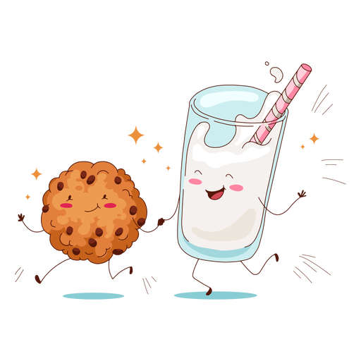 Personagens de biscoitos e milkshake