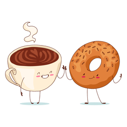 Coffee and bagel characters Transparent PNG