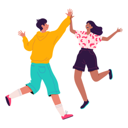 Junge und Mädchen High Five PNG-Design