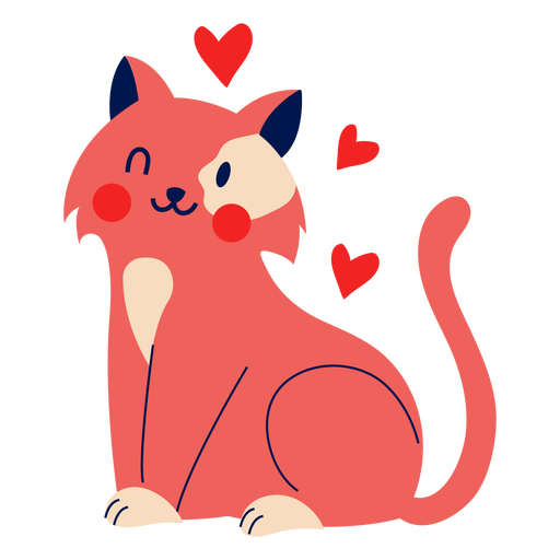 Cute winking cat flat PNG Design