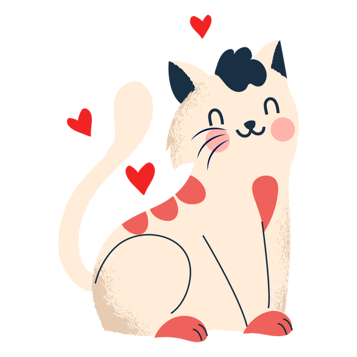 Nette lächelnde Katze flach PNG-Design