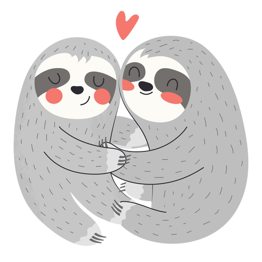 Sloths hugging flat PNG Design