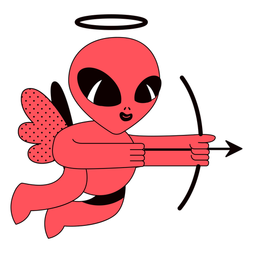 Alien-Karikatur gegen Valentinstag PNG-Design