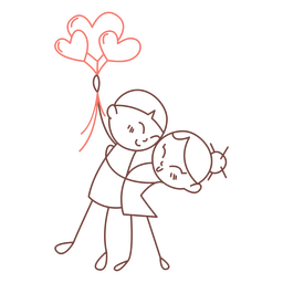 Happy couple hugging doodle Transparent PNG