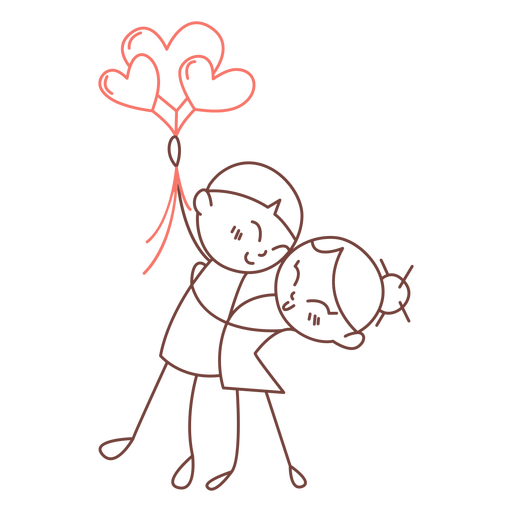 Happy couple hugging doodle PNG Design
