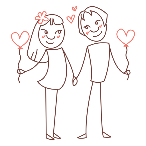 Couple in love doodle PNG Design