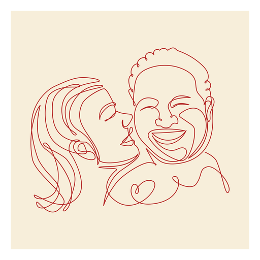 Couple in love continuous line label
