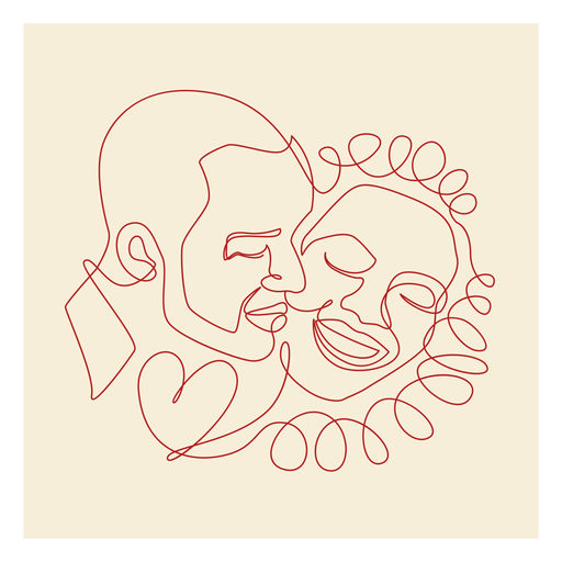 Happy couple continuous line label PNG Design