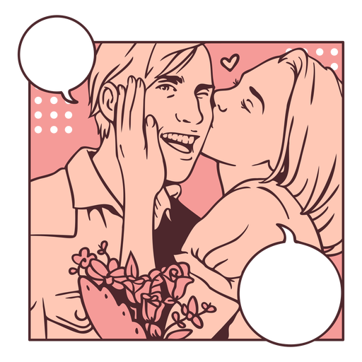 Romantic couple comic pannel PNG Design
