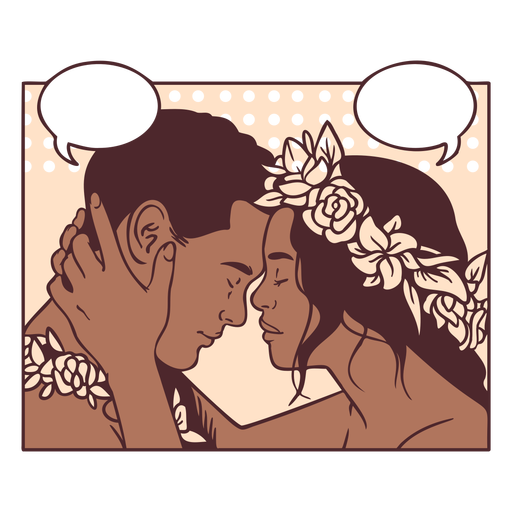 Couple in love comic pannel PNG Design