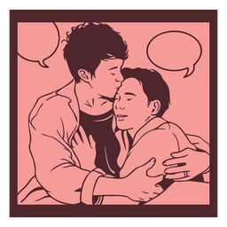 Painel de quadrinhos vintage de casal gay Transparent PNG