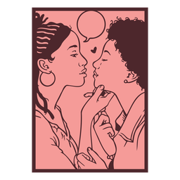 Lesbian couple vintage comic pannel PNG Design Transparent PNG
