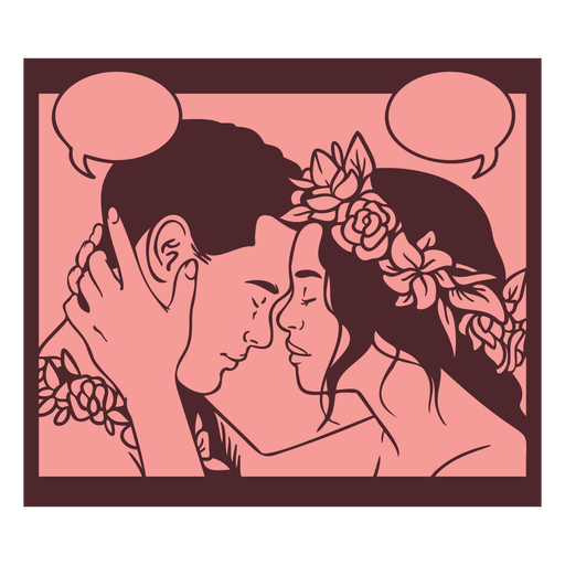 Romance vintage comic painel Desenho PNG